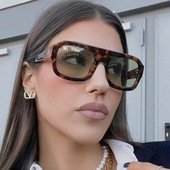 欧美复古方形大框圆脸墨镜女潮高级感飞行员式 蛤蟆镜骑行太阳眼镜