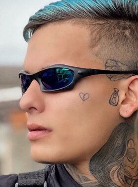 防紫外线椭圆形复古男女偏光墨镜