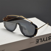 赛博朋克未来科技感飞行员式 连体大框太阳眼镜蛤蟆镜单梁切边墨镜