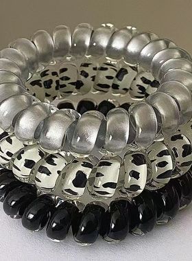 皮筋发圈发绳电话圈高级感高弹力电话线女头绳高质量扎头发黑色