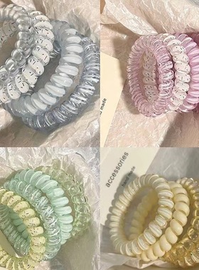 皮筋发圈发绳电话圈高级感高弹力电话线女头绳高质量扎头发黑色