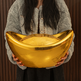 金元宝摆件仿真招财家居风水新年装饰品糖果盒塑料空心大元宝道具