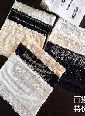 均码黑色百搭短款亮钻蕾丝吊带白