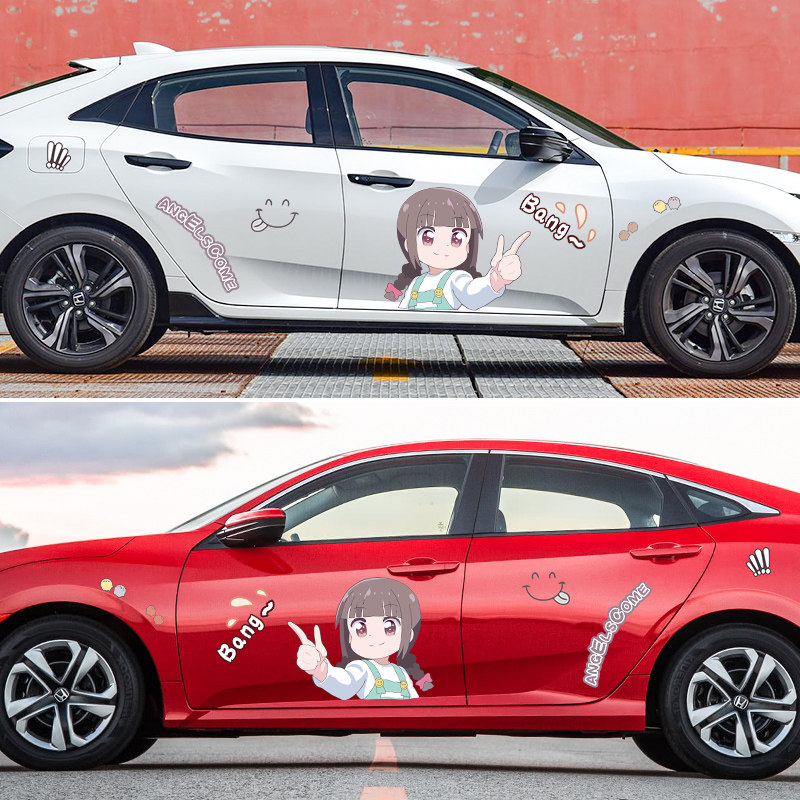 美少女战士车贴 汽车可爱卡通贴纸 白咲花车身装饰个性创意划痕贴