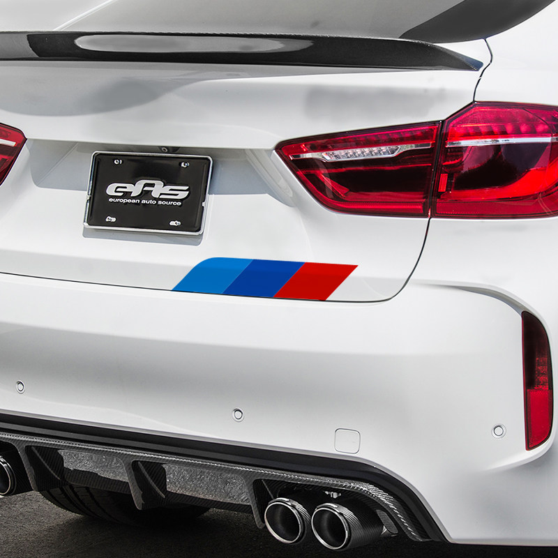 宝马新3系5系M3M5前后保险杠三色拉花贴纸汽车改装m标遮划痕贴纸