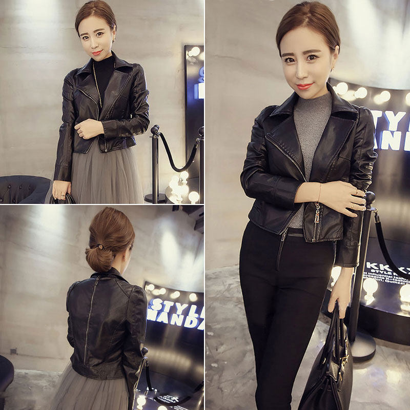 2019秋装新款韩版宽松显瘦长袖皮夹克时尚休闲短款皮衣女PU皮外套|msdalam kategori Butik wanita / wanita, pakaian kulit - dari Buy2taobao.com untuk memberikan perkhidmatan ejen Taobao profesional membeli