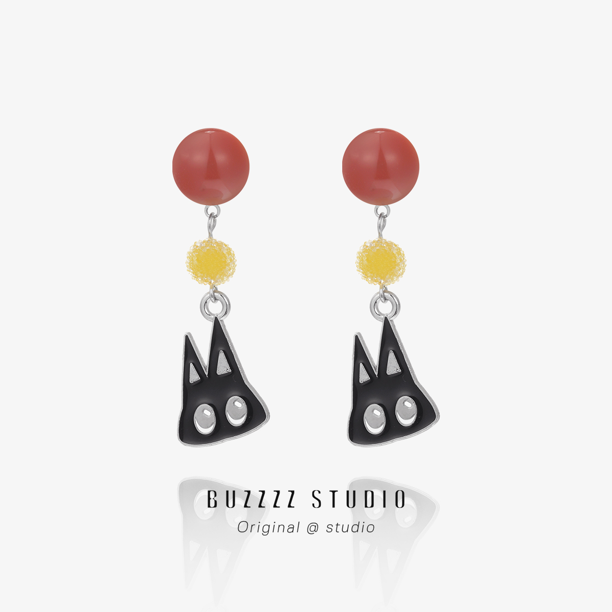 淘气小黑猫〃原创可爱耳环国潮小众设计百搭气质耳钉无耳洞耳夹女