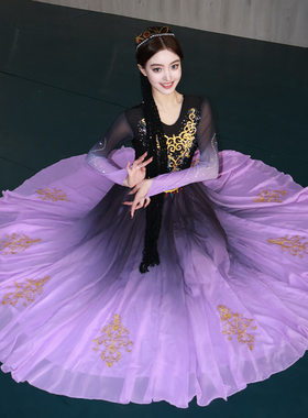 高档维族舞蹈服双层大摆裙套装