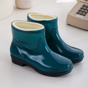 女士加厚水鞋雨鞋厨房短筒防水雨靴女冬保暖防滑成人时尚胶鞋套鞋