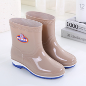 时尚 四季 雨靴防水鞋 女短筒工作胶鞋 中筒女士轻便厚底水靴雨鞋 韩版