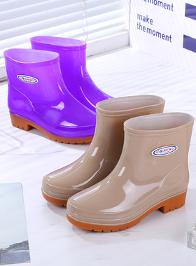 耐磨牛筋底防水鞋时尚短筒胶鞋厨房软底水靴雨鞋女下雨天舒适防滑