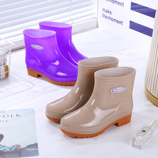 厨房软底水靴雨鞋 短筒胶鞋 女下雨天舒适防滑 时尚 耐磨牛筋底防水鞋