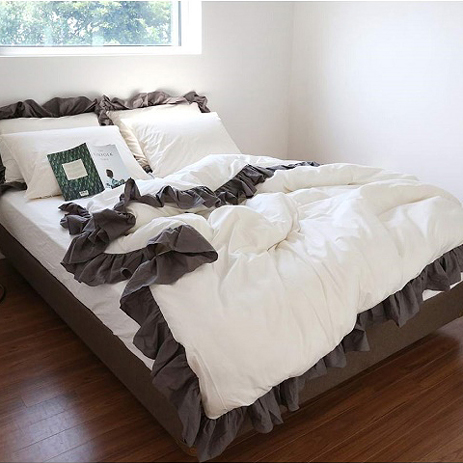 韩国进口白色荷叶边公主风床品