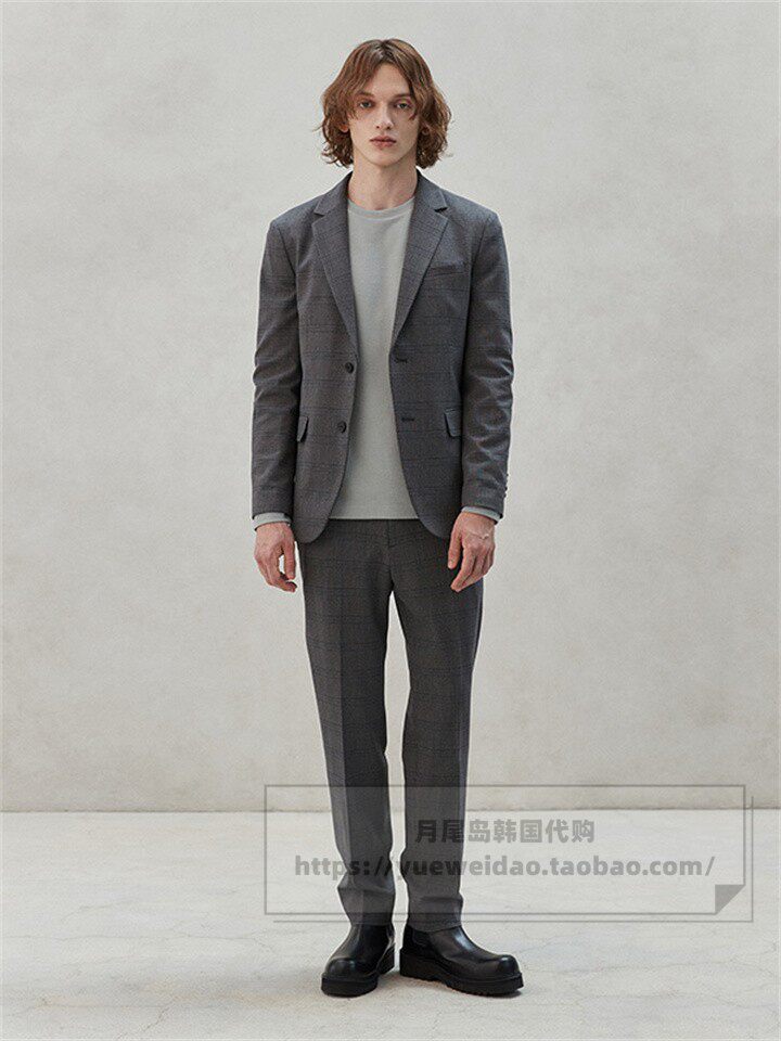发货快直邮MindBridge春秋男士韩国代购修身格子西服外套MXJK6107
