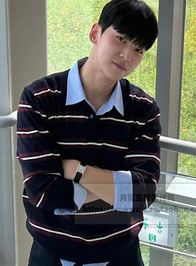 发货快直邮Mind Bridge韩国代购25秋男士高定条纹针织衫MZKT6170