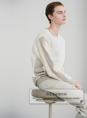 直邮Mind Bridge韩国代购男士春秋宽松圆领拼色长袖卫衣MXTS2104