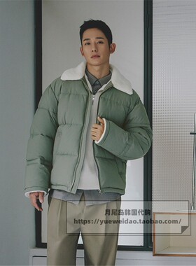 直邮Mind Bridge 冬男女装韩国代购海报短款毛领棉衣棉服MWJP81B1