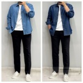 牛仔衬衫 发货快特价 Z3T51 休闲时尚 长袖 直邮BASSO春秋男装 韩国代购