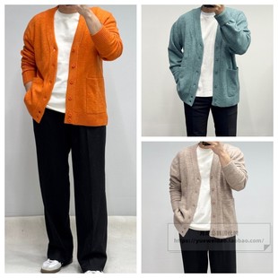 特价直邮BASSO韩国代购男装春秋冬宽松羊毛V领含羊毛开衫Y3A56