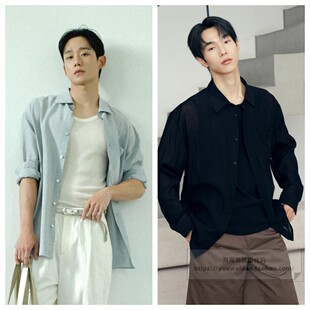 衬衫 发货快直邮MindBridge韩国代购 宽松长袖 薄款 M1WS3176 26夏男士