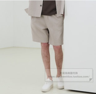 直邮MB 夏款男士韩国代购商务休闲棉麻阔腿短裤MXHP3151