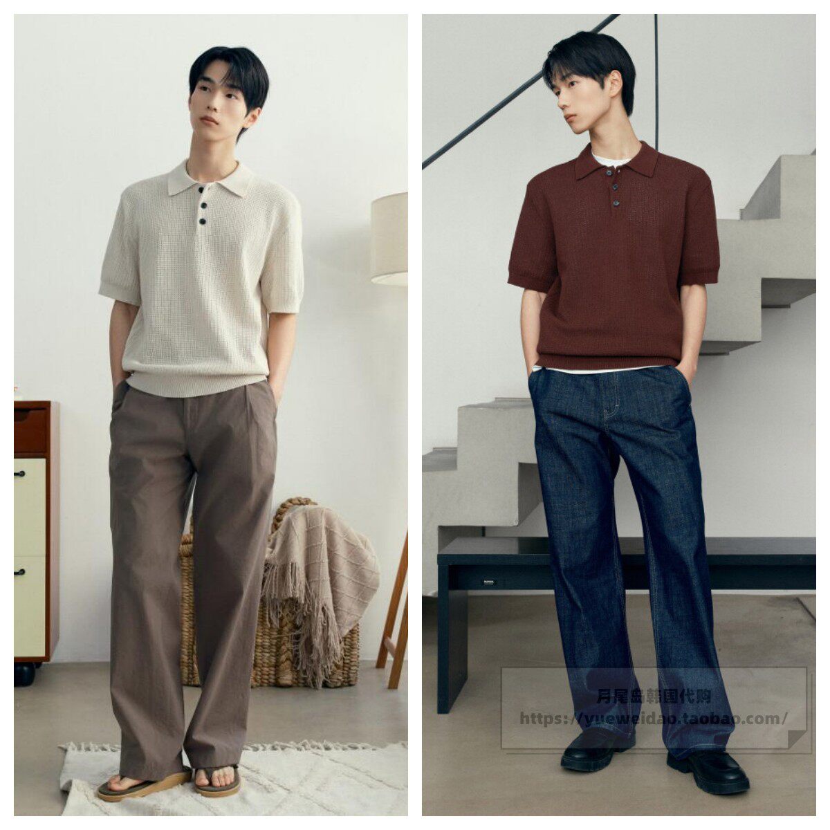 发货快直邮Mind Bridge韩国代购26夏男士短袖宽松针织衫M1KT3170