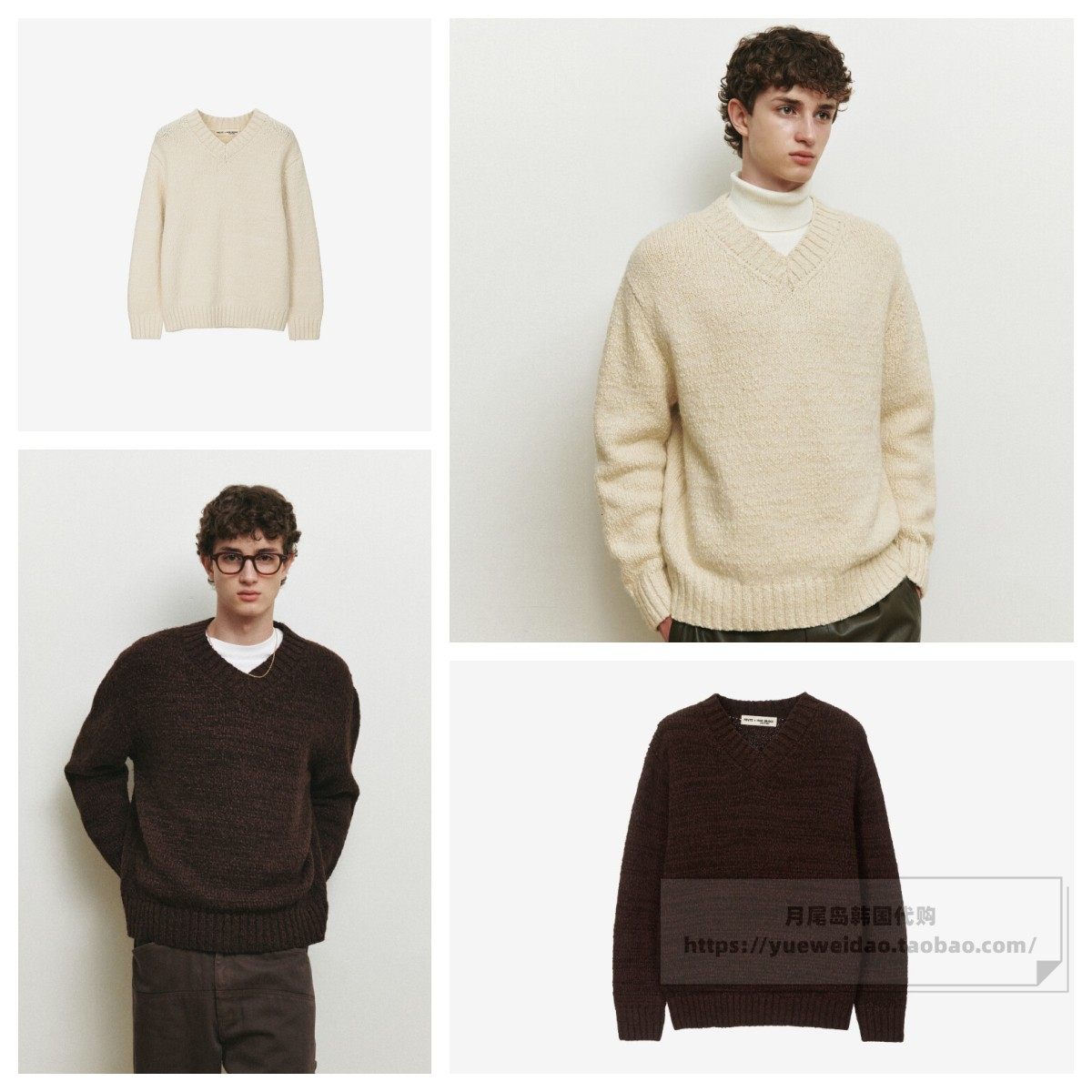 直邮Mind Bridge24冬男士韩国代购V领宽松针织衫MYKT7172