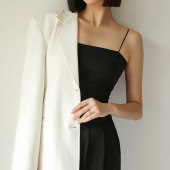 贴身日记复古平口一字领内搭打底吊带衫 莫代尔带胸垫免穿文胸内衣