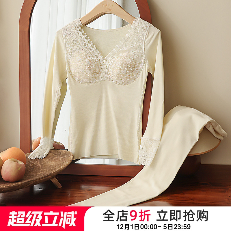 贴身日记发热德绒V领保暖上衣女