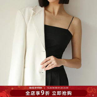 贴身日记复古平口一字领内搭打底吊带衫 莫代尔带胸垫免穿文胸内衣