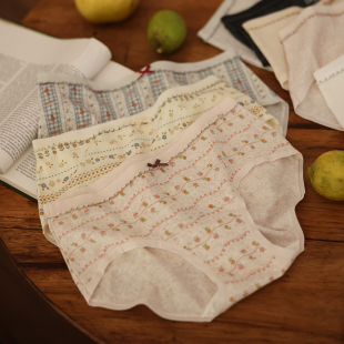 镂空透气复古日系短裤 A类婴儿棉7A抗菌内裤 女生纯棉加长裆三角裤