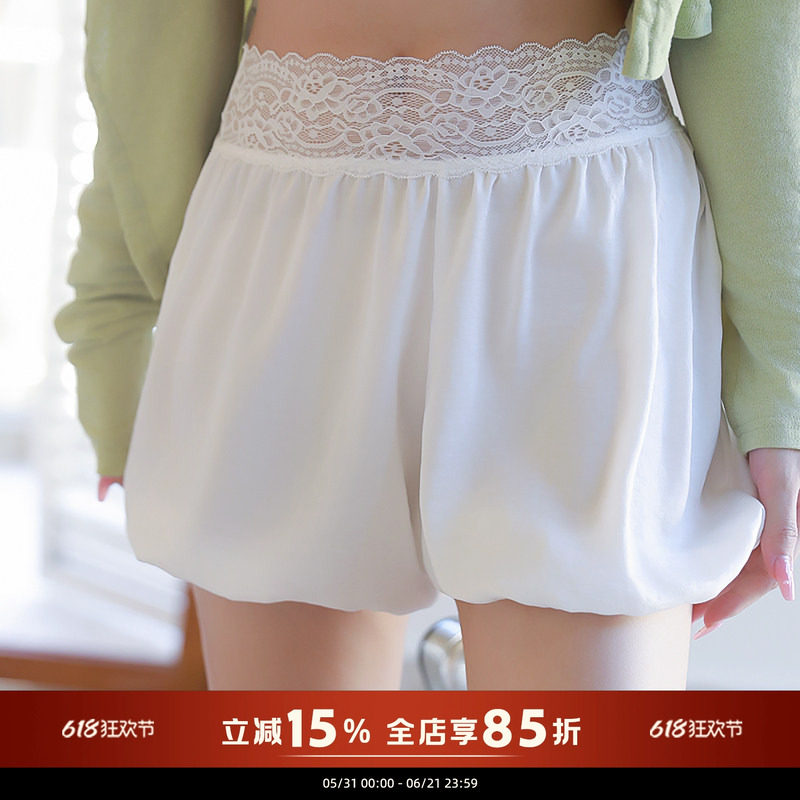蕾丝花边安全裤女夏薄款高腰防走光打底保险裤蓬松可爱透气短裤头