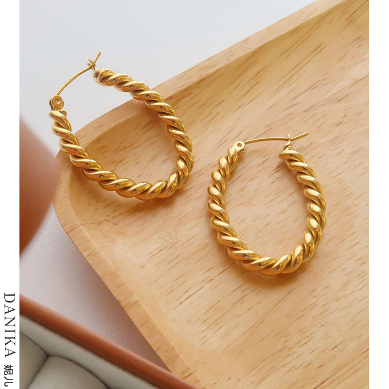 DANIKA 法式复古金属麻花编织耳环女椭圆形耳圈INS风冷淡气质耳饰,饰品/流行首饰/时尚饰品新,耳环,淘宝优惠券,粉丝福利购,淘宝优惠卷