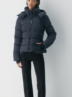 aritzia加拿大女短款连帽加厚鹅绒800蓬面包服六格修身款