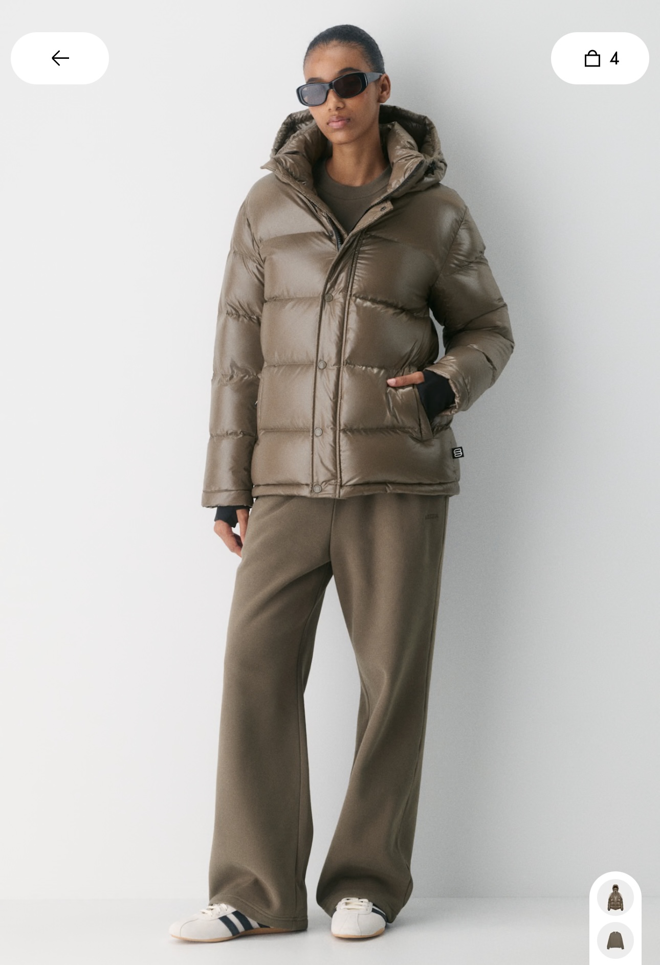 aritzia加拿大正品女士常规五格亮面连帽羽绒服鹅绒800蓬可拆卸帽