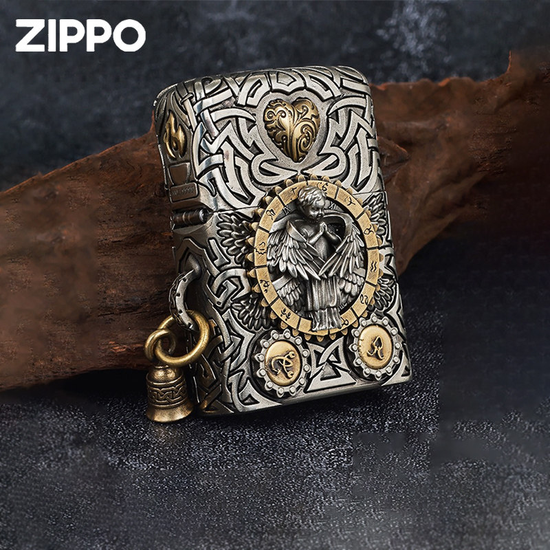 正品ZIPPO打火机爱之精灵六翼天使重盔甲防风煤油男七夕礼物收藏