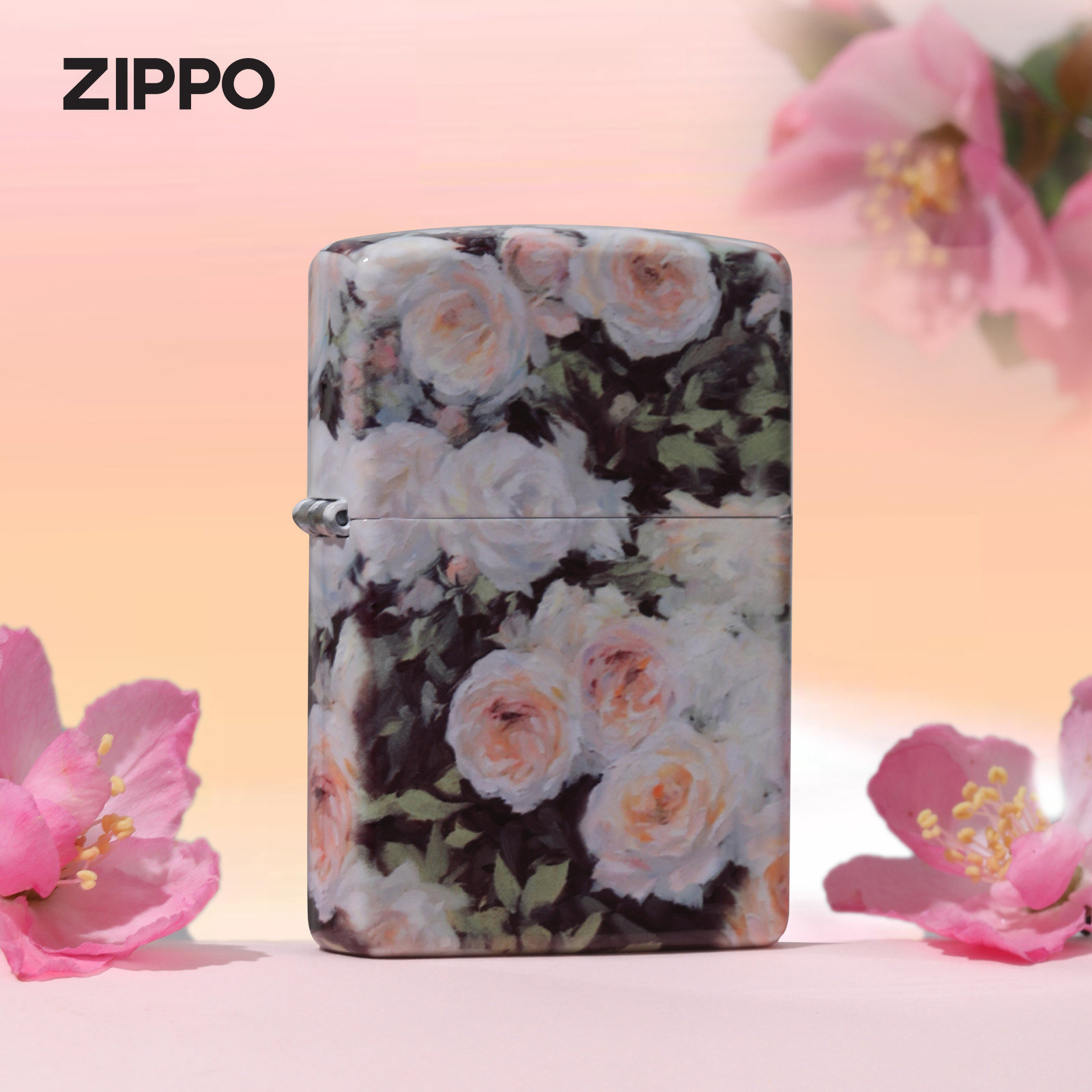 Zipo打火机正版彩印花朵图片