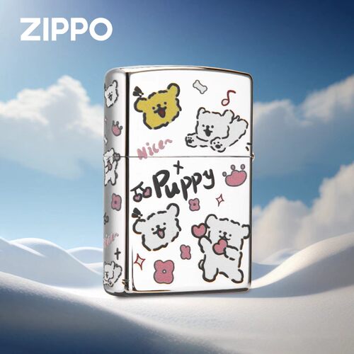 Zippo打火机送男友礼物高档正版可爱甜心线条小狗之宝煤油情人节