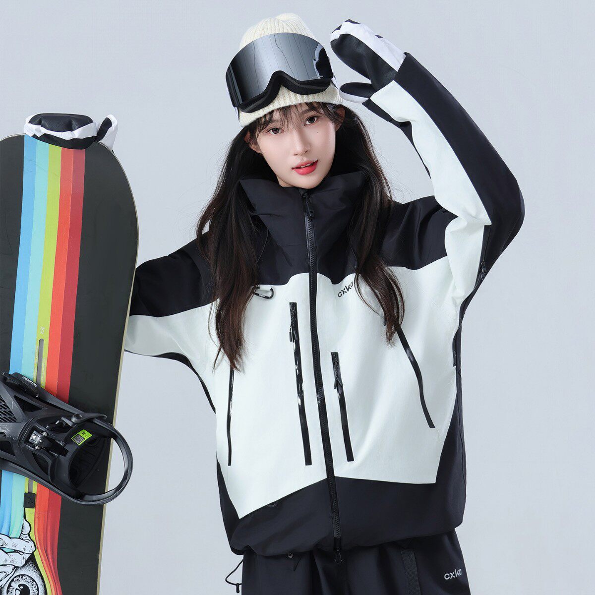 滑雪服上衣女男款单板防水加厚全压胶专业雪服套装拼色双板3L