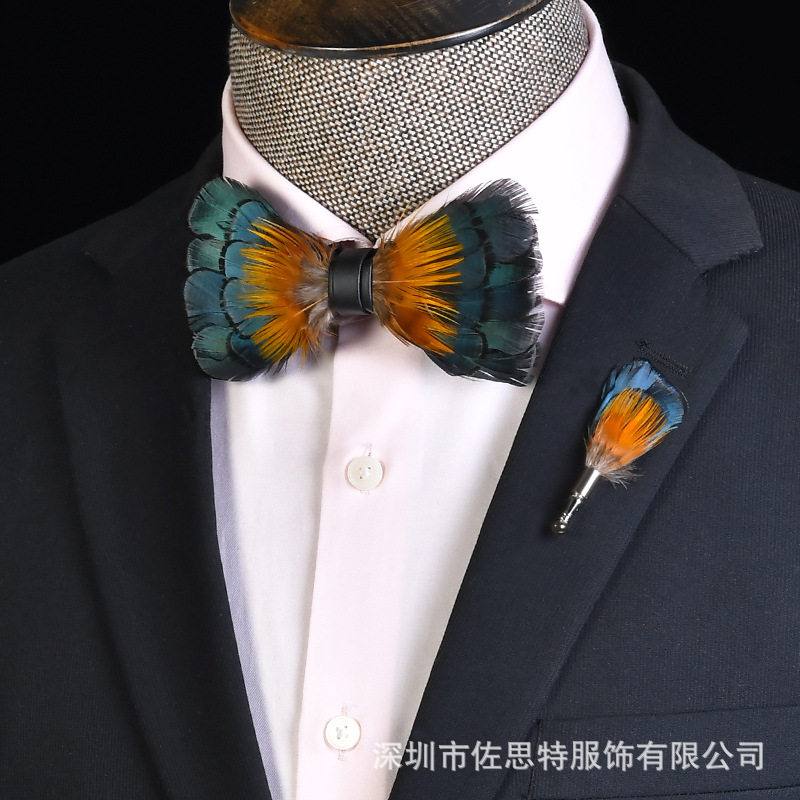 羽毛领结新品男士个性领结跨境工厂靓帅时尚男士衬衫领结5