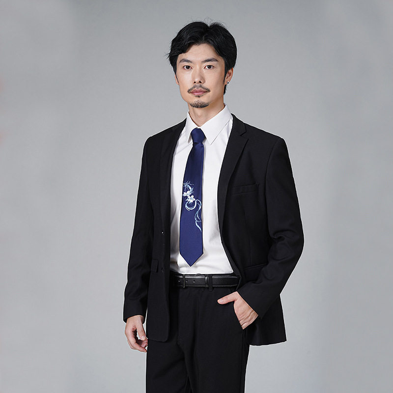 复古男士领带结婚新郎真丝桑蚕丝刺绣红色国风原创男高级感