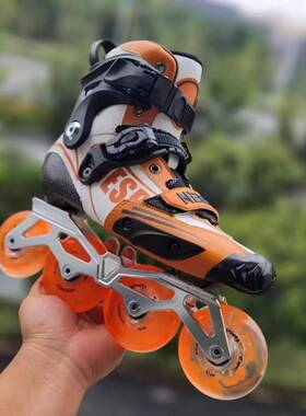 大橘碳纤刹车鞋HV轮滑鞋绕桩平花鞋专业溜冰鞋成人直排花式旱冰鞋