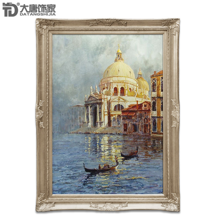 大唐饰家 手绘欧式玄关装饰画 创意威尼斯油画 客厅轻奢挂画a05