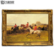 赛马装 手绘高档欧式 饰画办公室挂画 客厅装 饰画马术油画N194 油画