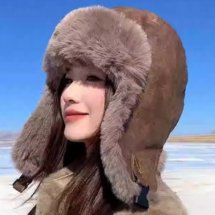 皮帽子雷锋帽男冬季加厚飞行员保暖帽女东北防风寒骑车护耳大头围