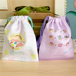 动漫卡通蜡笔小新周边抽绳束口袋卫生棉巾收纳袋杂物收纳布包袋子