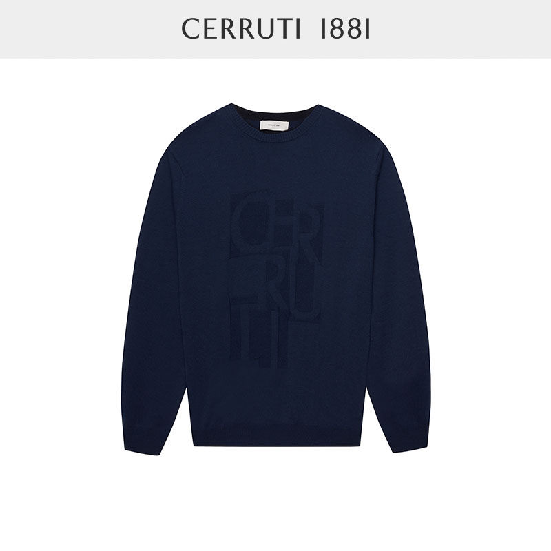 CERRUTI1881男装秋冬毛衣商务休闲LOGO纯羊毛针织衫男C4467EI041