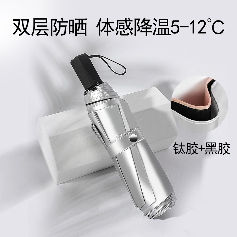 双层钛银黑胶太阳伞晴雨两用图片