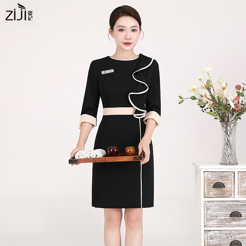 高端医美前台接待护士服连衣裙女秋冬季美容院牙科口腔药店工作服