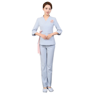 姿记高端美容院美容师工作服女秋冬spa纹绣美甲师职业套装修身